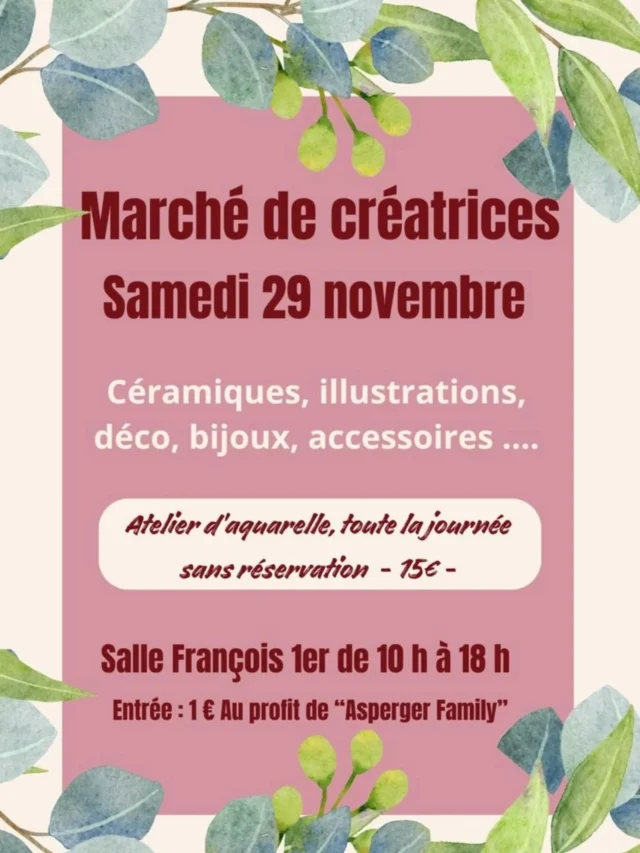 🎄 Voici la prochaine date de marché de créateur.rice.s 🎄 L'occasion parfaite pour faire vos cadeaux de Noël, artisanaux, locaux... Tout beaux 🌟
📆Rdv le SAMEDI 29 NOVEMBRE, de 10h à 18h, à la salle François 1er, au Havre (à côté du Super U de la plage) 
Merci à l'association @assohellolh pour l'invitation. Les recettes de l'événement seront reversées à "Asperger Family". 👍

#savethedate❤️ #marchedenoël #artisanat #lehavre